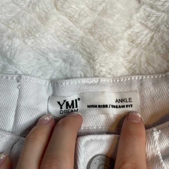 YMI Dream‎ Jeans Ankle High Rise White 1 25 Denim Jean Raw Hem - Picture 4 of 9
